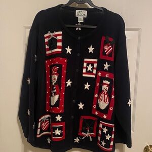 Quacker Factory Black and White Christmas Sweater